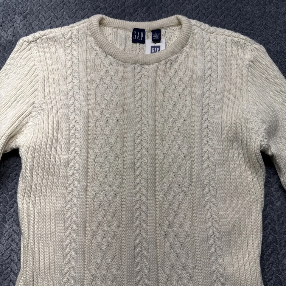 Suéter tejido Gap Cable para mujer grande marfil hecho en Corea Y2K 100 % algodón Foto 1 de 4