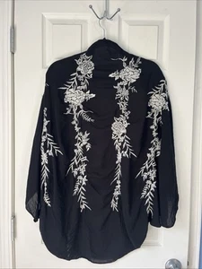 Poncho hippie Merono donna nero bianco kimono ricamato boho scrollato festival - Foto 1 di 13