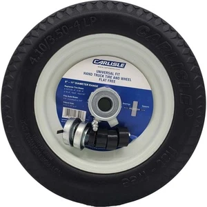 Carlisle 483811 Flat Free Universal Fit Utility Tire on White Rim 4.10/3.50-4 - Picture 1 of 6