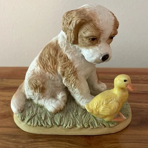 Vtg Homco Spaniel Puppy Dog with Duck Porcelain Figurine 1413 Farmhouse Country - Picture 1 of 10
