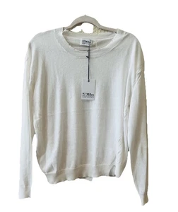 27 miles Sweater Laser White Sz Large Thin Cashmere/Cotton Distressed Edges NWT - Picture 1 of 7
