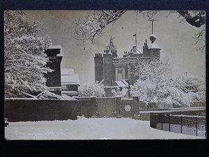 London Greenwich ROYAL OBSERVATORY Wintery Snow Scene c1906 RP Postcard - Picture 1 of 3