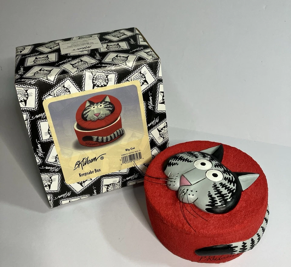 Caja de recuerdo de gato grande vintage B.Kliban cerámica usada excelente estado con caja Foto 1 de 4