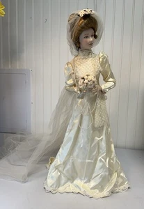 Franklin Mint Porcelain Doll Victorian Gibson Girl Bride Wedding No Box 22” - Picture 1 of 18