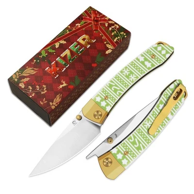 Cuchillo Plegable Kizer Mini MoMo Regalo Navidad S45VN Hoja Aluminio y Mango G10 Foto 1 de 4