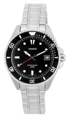 Reloj Hombre Casio Analógico Acero Inoxidable Esfera Negra Cuarzo Fecha MDV-10D-1A1 50M Foto 1 de 4