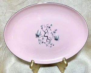Vintage 1950’s TAYLOR SMITH & TAYLOR pink Dwarf Pine 11 inch serving platter - Picture 1 of 7