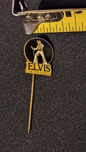 Elvis Presley Gold Tone Logo Stick Pin Jewelry Used No Base - Picture 1 of 2