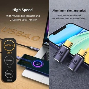 USB 4 Type C 3.2 40Gbps 8K PD 100W Charging Adapter for Thunderbolt 4/3 MacBook - Picture 1 of 7