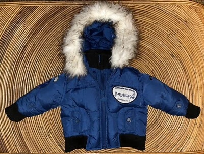 Adorable Appaman Baby Boy’s Warm Artic Parka Jacket, Down Size 12m Blue EUC - Image 1 of 4