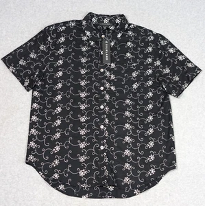 SILKLAND Button Up Shirt Women's XL 100% Silk Top Embroidered Floral Eyelet NEW - Picture 1 of 6