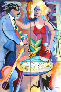 Figurative Tile Backsplash Warren Cullar Art Ceramic Mural WC134 - Picture 1 of 6