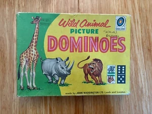 De colección Waddington's Wild Animal Picture Dominoes 1968 + Instrucciones Juego para niños - Imagen 1 de 2