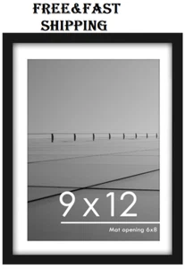 Marco de fotos 9X12 negro pantalla de fotos 9X12 marco de madera 6X8 con tapete - Imagen 1 de 8