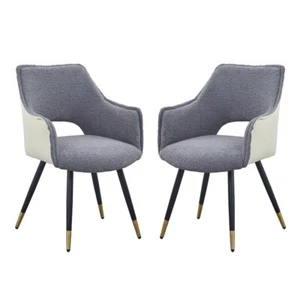 Set of 2 Grey Velvet Dining Chairs 59 X 59 X 86cm - Picture 1 of 8