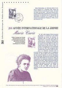 Document Philatélique 1er Jour : 10 2011 - Marie Curie année de la Chimie - Picture 1 of 1