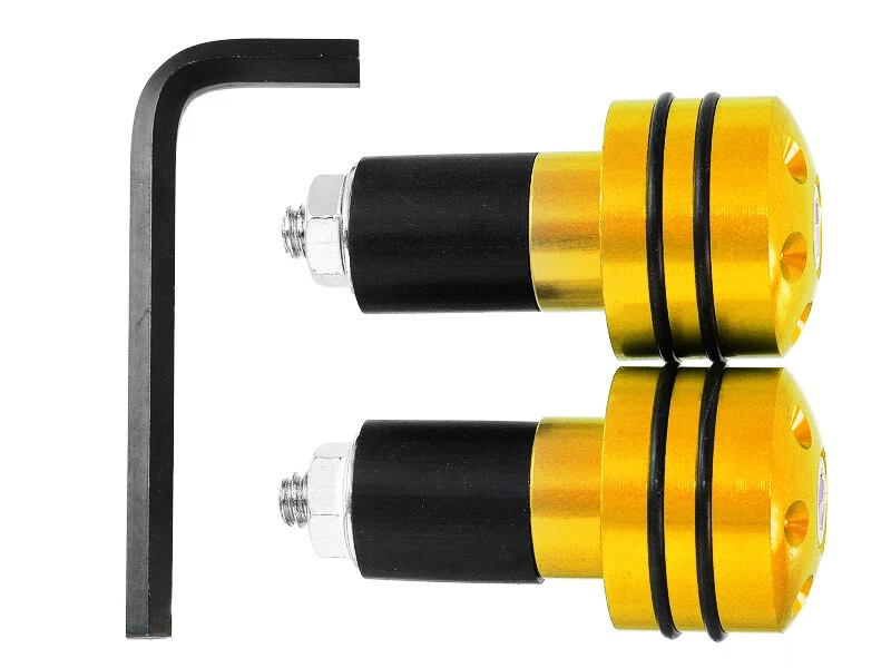 SD12-0195  Coppia STABILIZZATORI MANUBRIO TRAFORATO alluminio oro O-RINGS 17mm - Immagine 1 di 1