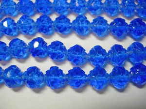 25 cuentas de brote rosa azul zafiro de vidrio checo de 7x8 mm - Imagen 1 de 3