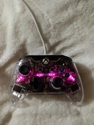 PDP XBOX ONE Afterglow Prismatic Pink Wired Controller  - Clear PINK LIGHTS  - Image 1 of 4
