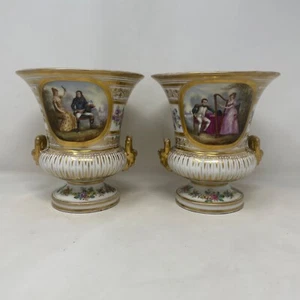 French Sevres Pair of Antique Porcelain Campagna Vases Urns Napoleon - Picture 1 of 21