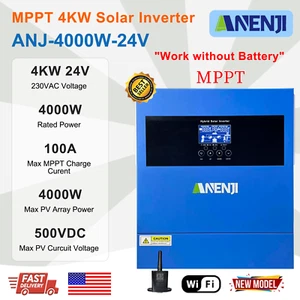 4000W 24V Solar Inverter Off Grid Hybrid MPPT 100A Charger Controller 500V WIFI - Picture 1 of 6