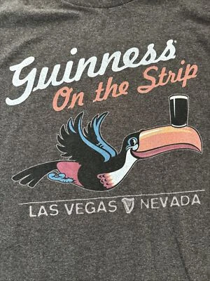 复古 Guinness on the Strip 拉斯维加斯 T 恤男式大号图坎图案啤酒 — 第 1/4 张图片