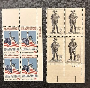 U.S: 1964- 1966. 2 Plate blocks of 4 MNH, SC# 1242 & 1320. #05039 - Picture 1 of 2