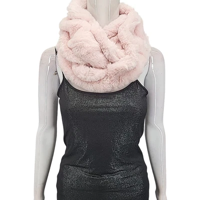 Sprigs Faux Rex Rabbit Ruffle Fur Infinity Scarf Soft Pink One Size - Image 1 of 4