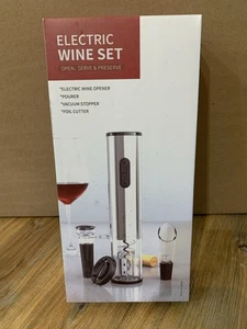 Electric Wine Set-Electric Opener, Pourer, Vacuum Stopper, Foil Cutter-NEW w/Box - Picture 1 of 3