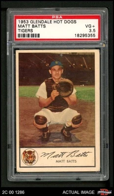 1953 Glendale Hot Dogs Matt Batts Tigers PSA 3.5 - VG+ - Image 1 of 2