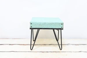 Mid Century Modern Footstool Iron Hairpin Legs Vintage Atomic Retro 50s Ottoman - Picture 1 of 11