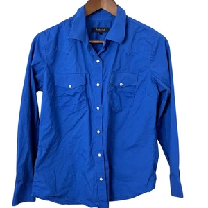 Pashartuk Western Shirt Womens Pearl Snap Royal Blue Rodeo Cowgirl Size Small - Picture 1 of 11