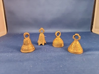 Vintage Small 1.5”  Brass Bells Lot Made In India Mid Century Dinner Handmade 4x - Image 1 of 4