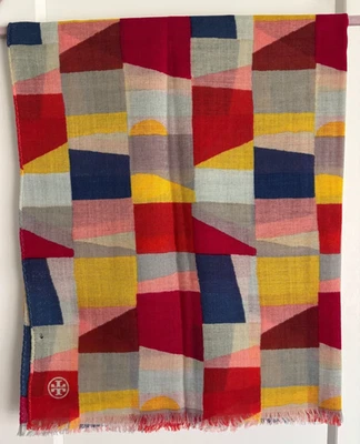 Cachecol/envoltório geométrico abstrato Tory Burch – Multicolorido - Imagem 1 de 4
