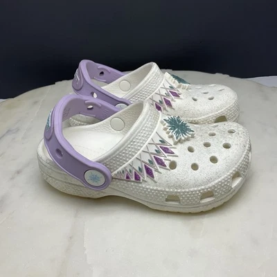 Crocs Classic Clogs Girls 9 Toddler Fun Lab I Am Disney Frozen II White Sparkle - Image 1 of 4