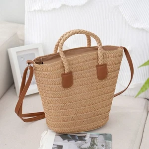 Straw Woven Shoulder Bag Large Capacity Handbag Fashion Women Totes Bag Women - Picture 1 of 8