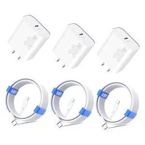 do iPhone 14 13 12 11 Ładowarka Szybkie ładowanie [MFi Certified], 3-pak 20W biały - Zdjęcie 1 z 7