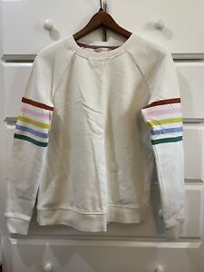 Boden Womens Small Sweatshirt Stripe Sleeve Cream