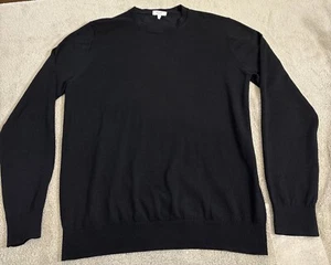Reiss Merino Extra Fine Wool Sweater Mens Large Black Long Sleeve Crew Neck Pull - Picture 1 of 14