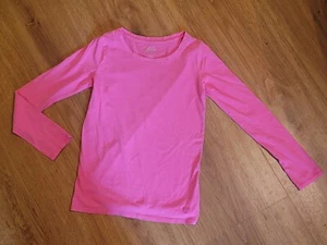 Justice Neon Pink Long Sleeve Shirt Athletic Spandex Stretch Girl Size 14 - Picture 1 of 2