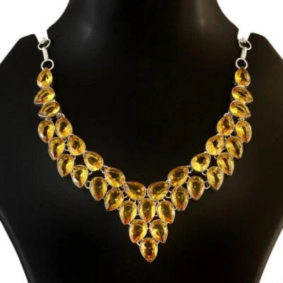 Yellow Citrine Gemstone 925 Sterling Silver Handmade Necklace Jewelry 18" - Image 1 of 3