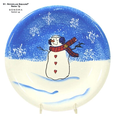 Plato de ensalada St. Nicholas Square BUTTON UP 8" muñeco de nieve orejeras para niños azul Sonoma Foto 1 de 4