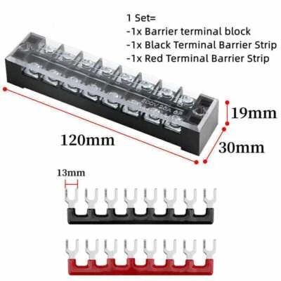 8 Position Dual Row Screw Terminal Electric Barrier Strip Block 600V 25A TB-2508 - Image 1 of 3