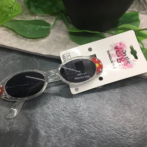 On The Verge Kids' Retro Sunglasses Clear Red Flower NWT 100% UV Free Ship 8356 - Picture 1 of 3