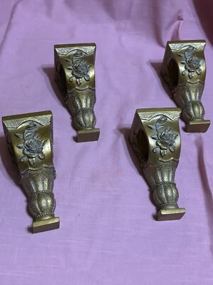 Set Of 4 Renaissance Gold Drapery Sconces Very Detailed Roses. - Image 1 of 4