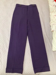 Ann Taylor lila hohe Taille gerades Bein Hose Bündchen Saum Damen 4 - Bild 1 von 3
