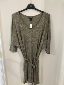 Lane Bryant Women's Knit Dress Metallic Gold Black White Sz 26/28 Knee LengthNWT - Picture 1 of 9