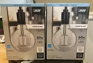 Feit Electric 60 W Dimmable LED Daylight Clear Glass Bulb 1-pack - 2 Lot - Picture 1 of 5