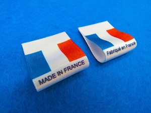 Made in France/Fabriqué en France Flag Labels Sew In Small Fold 25x25mm - Picture 1 of 2
