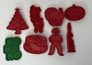 Vintage Tupperware Hallmark Ausstechformen rot grün Truthahn Baum Kürbis 8 Stück - Bild 1 von 2